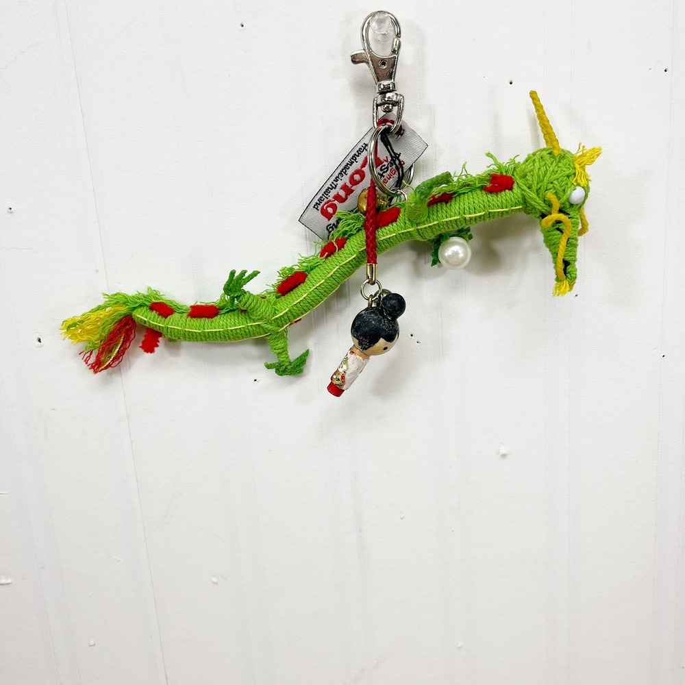 Kamibashi The String Doll Gang Long Dragon Keychain Green Handmade Charm Kokeshi